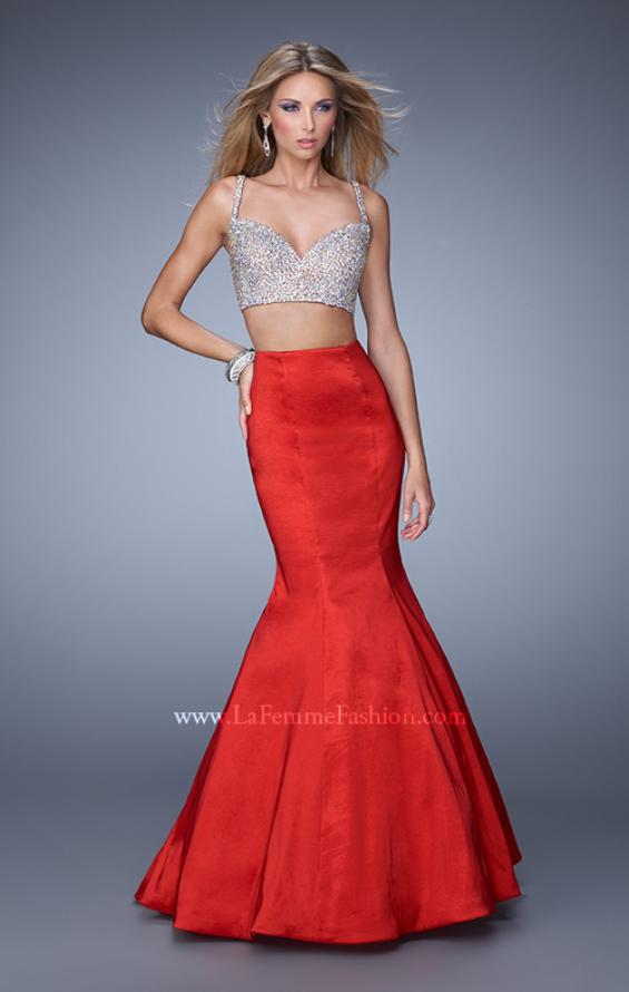 Picture of: Heavily Beaded Two Piece Dress with Mermaid Style Train in Red, Style: 21243, Main Picture