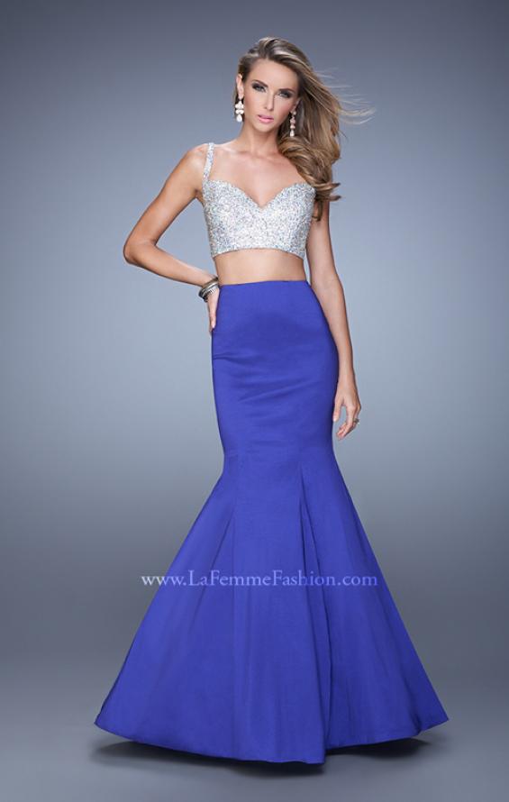 Picture of: Heavily Beaded Two Piece Dress with Mermaid Style Train in Blue, Style: 21243, Detail Picture 2