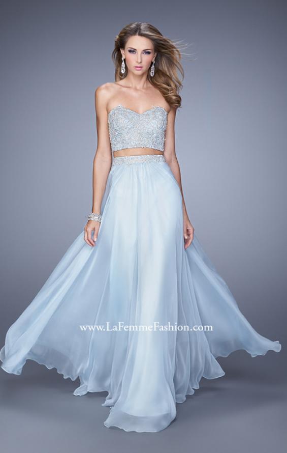 Picture of: Long Two Piece Dress with Trim Beaded Embroidery in Blue, Style: 21269, Detail Picture 2