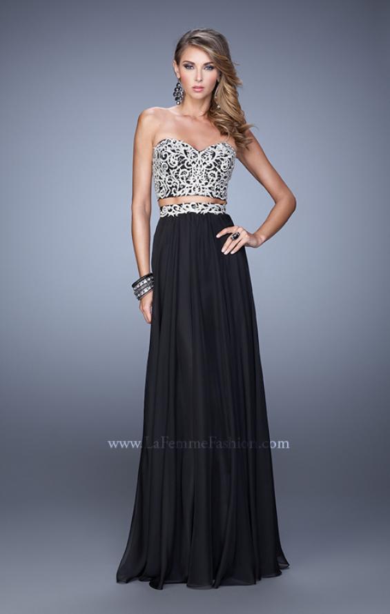 Picture of: Long Two Piece Dress with Trim Beaded Embroidery in Black, Style: 21269, Detail Picture 3