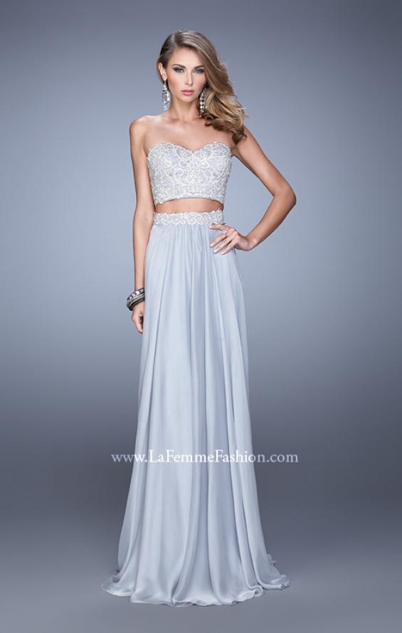Picture of: Long Two Piece Dress with Trim Beaded Embroidery in Silver, Style: 21269, Detail Picture 4