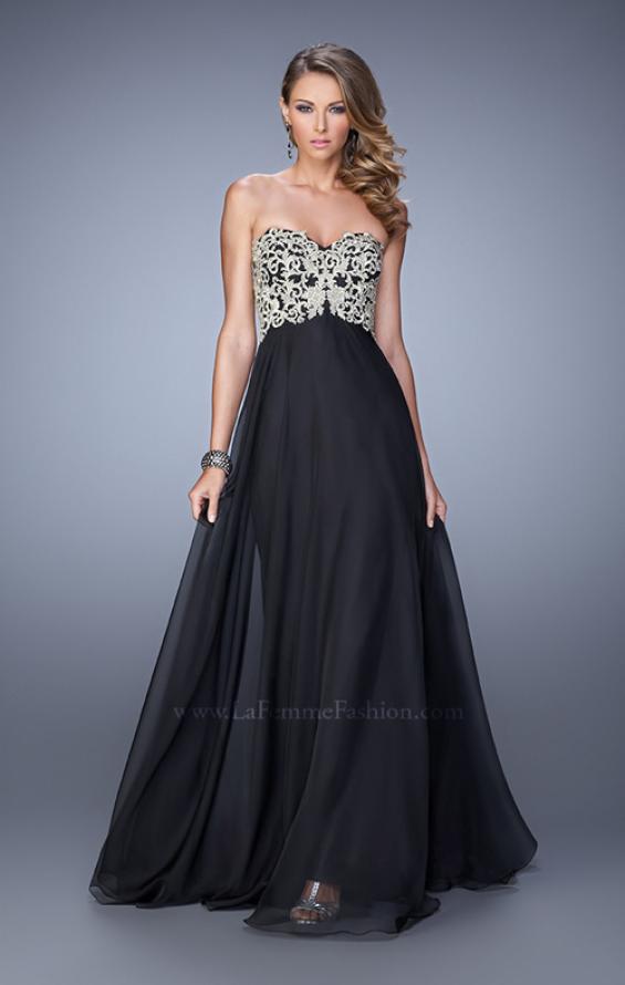 Picture of: Long Sweetheart Neckline Prom Dress with Empire Waist in Black, Style: 21289, Detail Picture 1