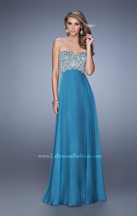 Picture of: Long Sweetheart Neckline Prom Dress with Empire Waist in Blue, Style: 21289, Detail Picture 4