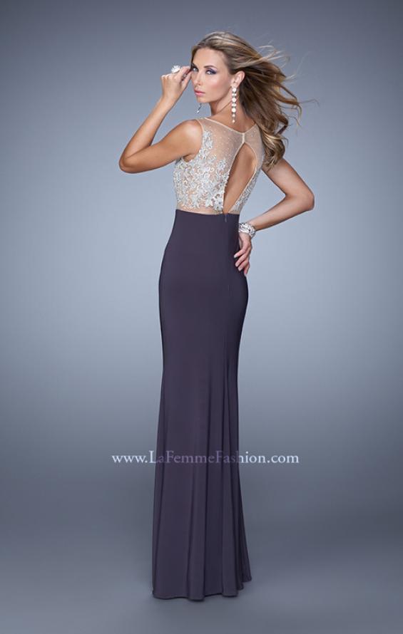 Picture of: Embellished Prom Dress with Stones and Keyhole Back in Gray, Style: 21303, Back Picture
