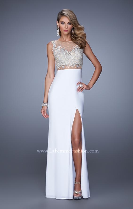 Picture of: Embellished Prom Dress with Stones and Keyhole Back in White, Style: 21303, Detail Picture 3