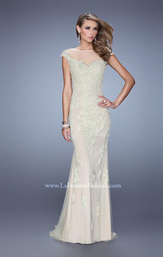 Picture of: Embellished Cap Sleeve Prom Dress with Open Back in Nude, Style: 21319, Main Picture