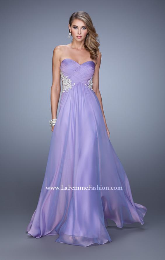 Picture of: Embellished Chiffon Prom Dress with Waist Cut Outs in Purple, Style: 21331, Detail Picture 1