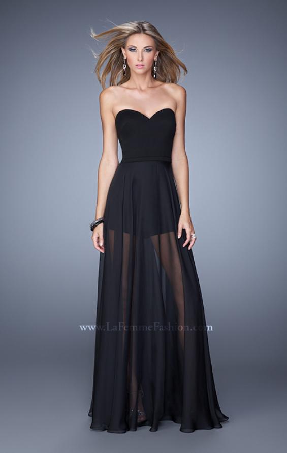 Picture of: Elegant Chiffon Dress with Shorts and Attached Belt in Black, Style: 21339, Main Picture