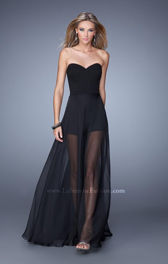 Picture of: Elegant Chiffon Dress with Shorts and Attached Belt in Black, Style: 21339, Detail Picture 2