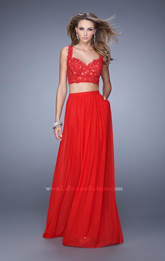 Picture of: Beaded Lace To Two Piece Prom Dress with Pockets in Red, Style: 21347, Detail Picture 2