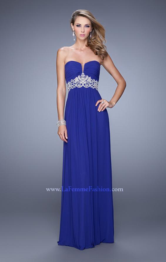 Picture of: Embroidered Waist Sweetheart Neck Long Prom Dress in Blue, Style: 21357, Detail Picture 1