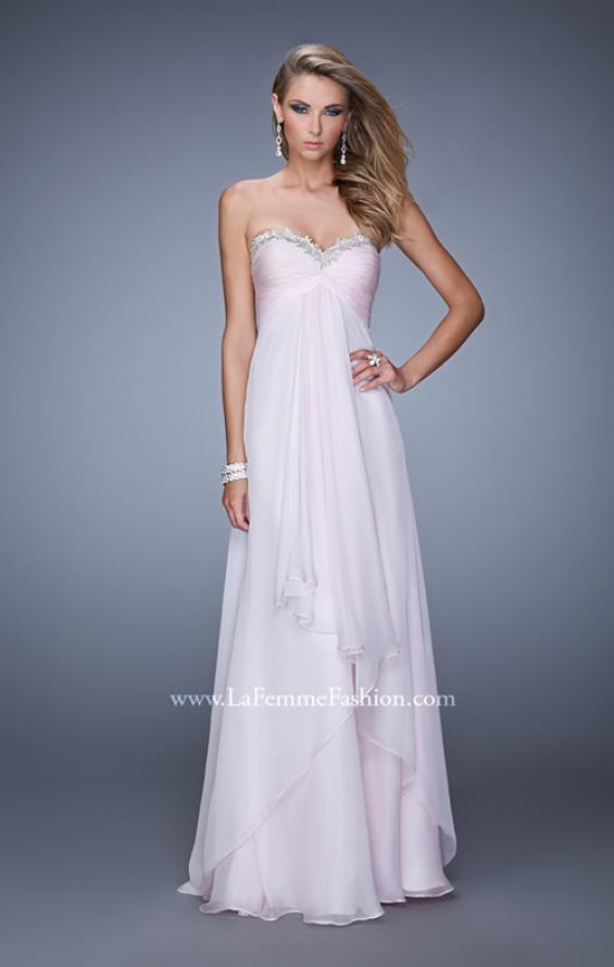 Picture of: Chiffon Prom Dress with Tiered Skirt and Embroidery in Pink, Style: 21374, Main Picture