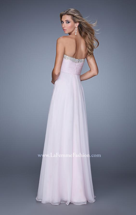 Picture of: Chiffon Prom Dress with Tiered Skirt and Embroidery in Pink, Style: 21374, Back Picture