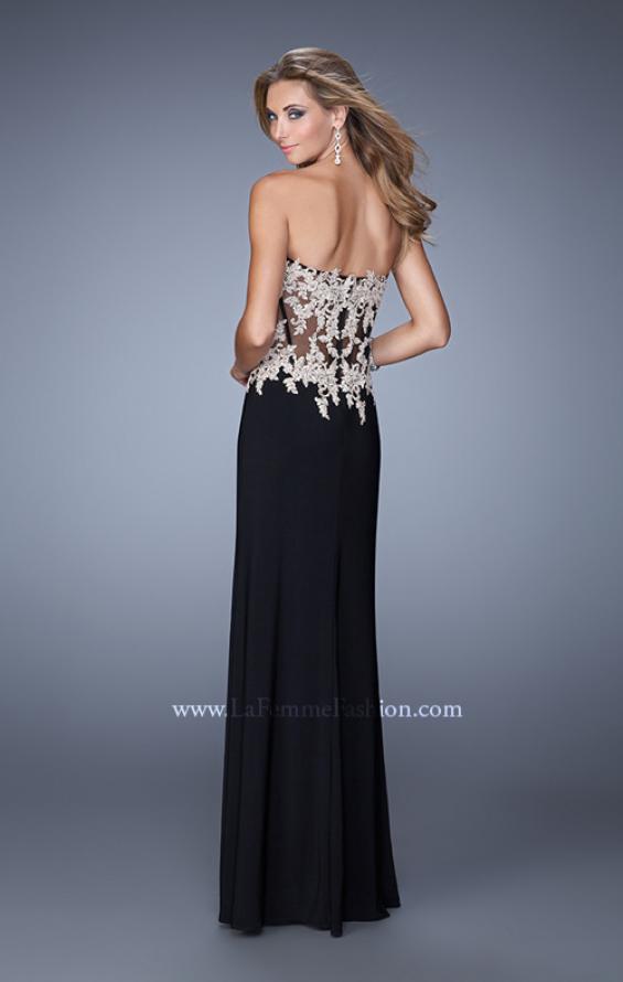 Picture of: Strapless Jersey Prom Gown with Corset Bodice in Black, Style: 21387, Back Picture