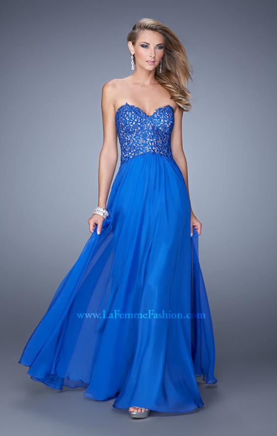 Picture of: Embellished Prom Dress with Gathered Chiffon Skirt in Blue, Style: 21394, Main Picture