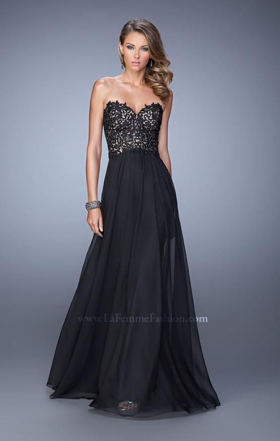 Picture of: Embellished Prom Dress with Gathered Chiffon Skirt in Black, Style: 21394, Detail Picture 1