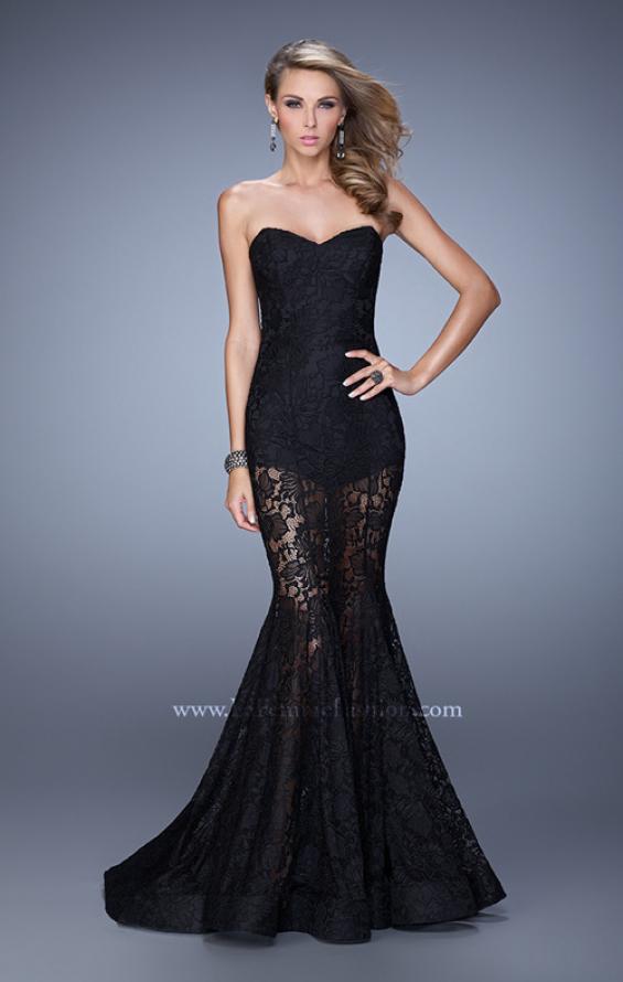 Picture of: Mermaid Prom Dress with Sheer Lace and Shorts in Black, Style: 21428, Main Picture