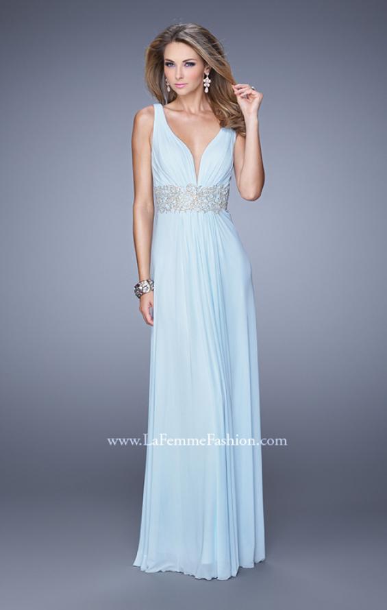 Picture of: Net Jersey Dress with Ruched Bodice and Open Back in Mint, Style: 21475, Main Picture
