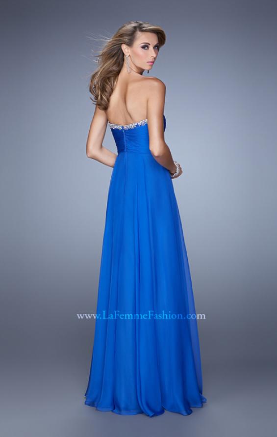 Picture of: Modern Strapless Gown with Stones and Embellishments in Blue, Style: 21499, Back Picture