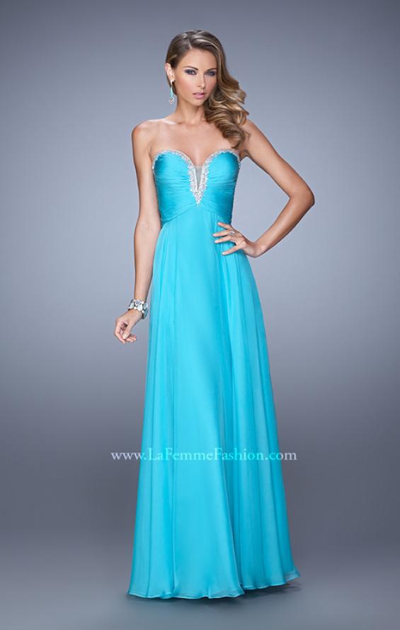 Picture of: Modern Strapless Gown with Stones and Embellishments in Teal, Style: 21499, Detail Picture 2