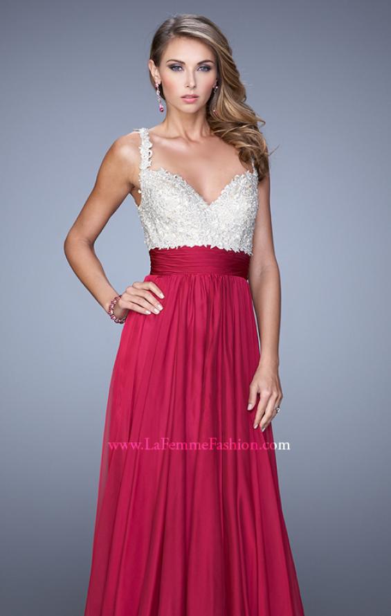 Picture of: Jeweled Encrusted Embroidered Long Chiffon Prom Dress in Pink, Style: 21505, Detail Picture 9