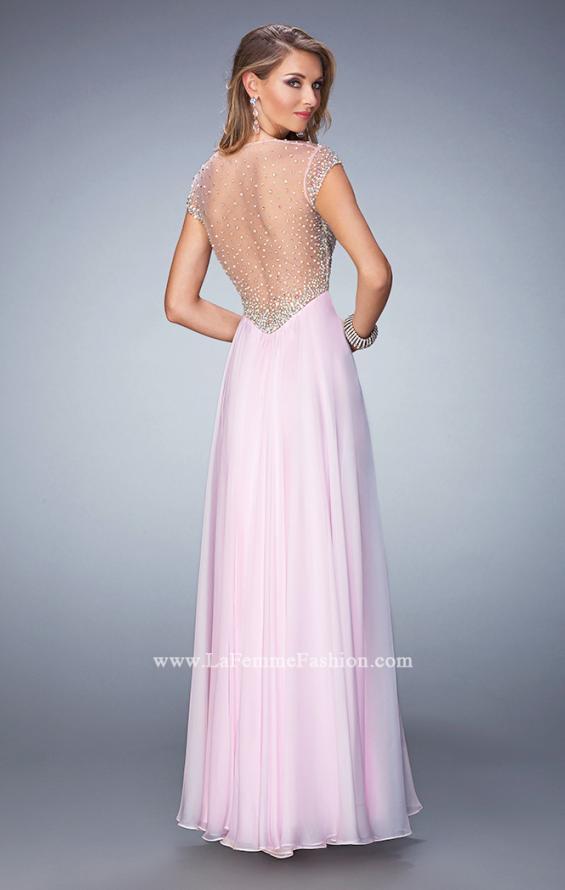 Picture of: Elegant Dress with Beads, Pearls, and Rhinestones in Pink, Style: 21516, Back Picture