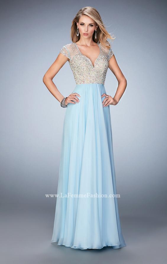 Picture of: Elegant Dress with Beads, Pearls, and Rhinestones in Blue, Style: 21516, Detail Picture 1