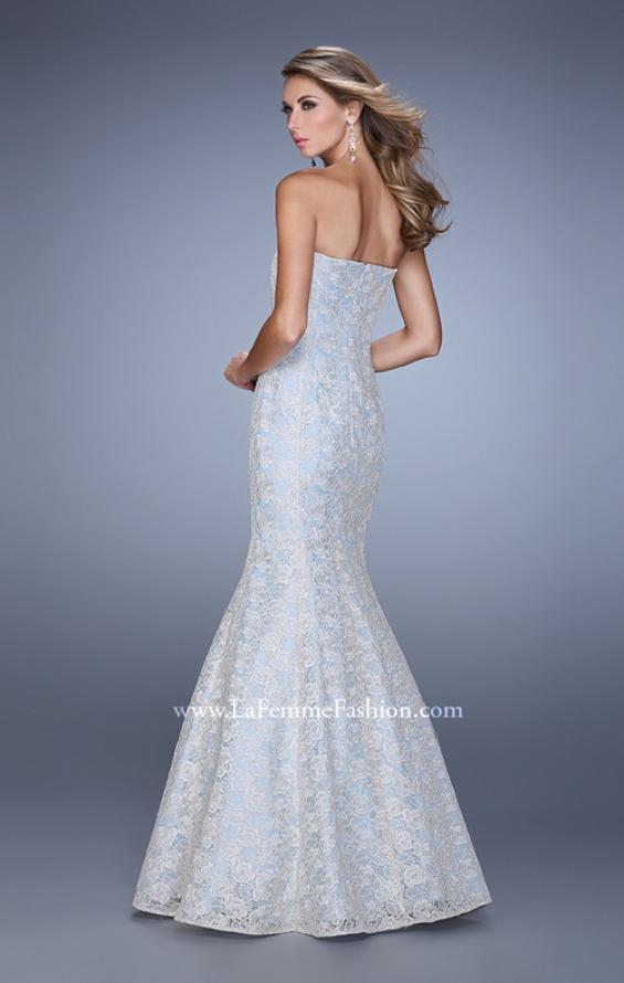 Picture of: Modern Lace Mermaid Dress with Sweetheart Neckline in Blue, Style: 21537, Back Picture