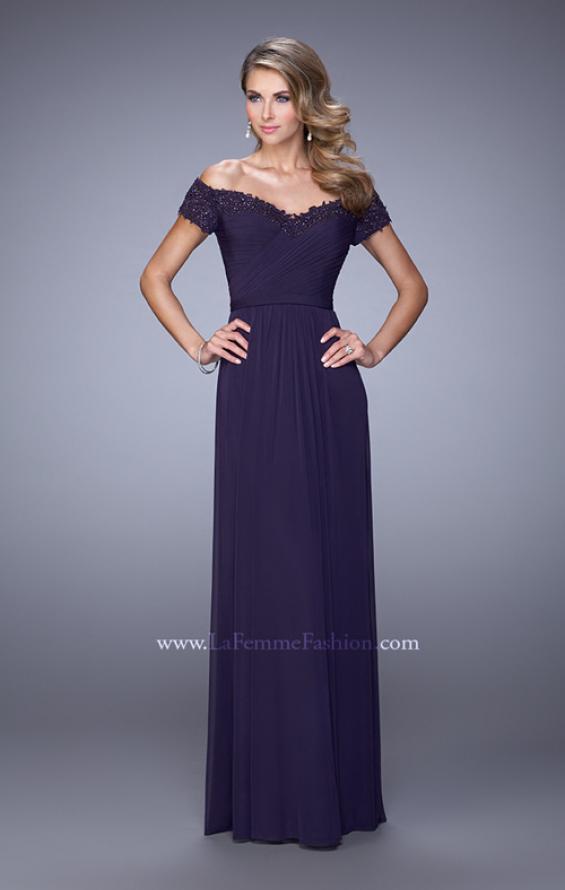 Picture of: Off the Shoulder Evening Dress with Jeweled Embroidery in Purple, Style: 21613, Main Picture