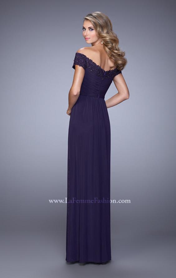 Picture of: Off the Shoulder Evening Dress with Jeweled Embroidery in Purple, Style: 21613, Back Picture
