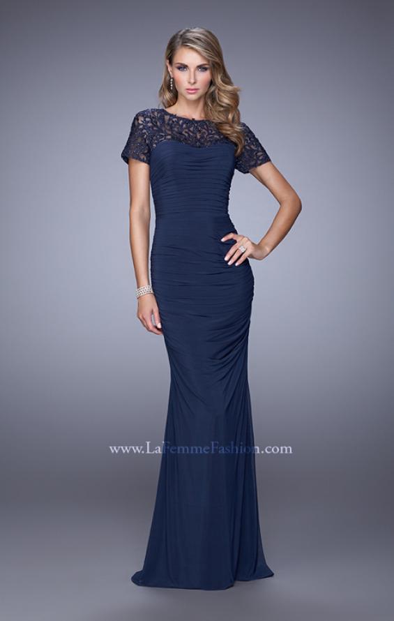 Picture of: Short Sleeve Embellished Dress with Rhinestones in Blue, Style: 21713, Main Picture