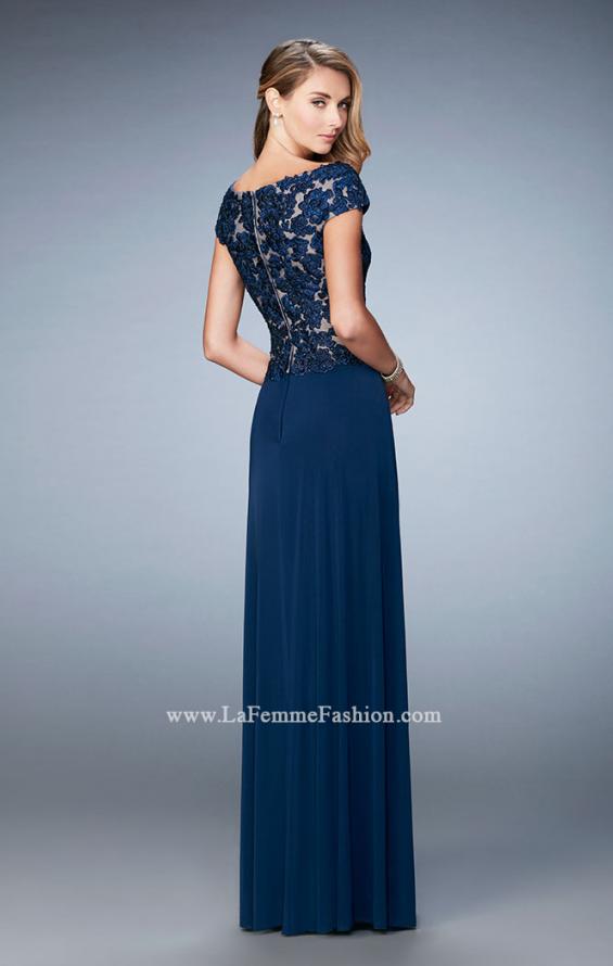 Picture of: Graceful Gown with Sweetheart Neck and Cap Sleeves in Blue, Style: 21767, Back Picture