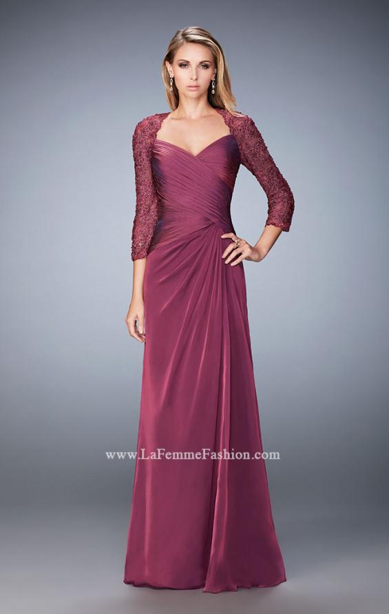 Picture of: Elegant Gown with Lace and Jewel Embellished Sleeves in Pink, Style: 21805, Detail Picture 1