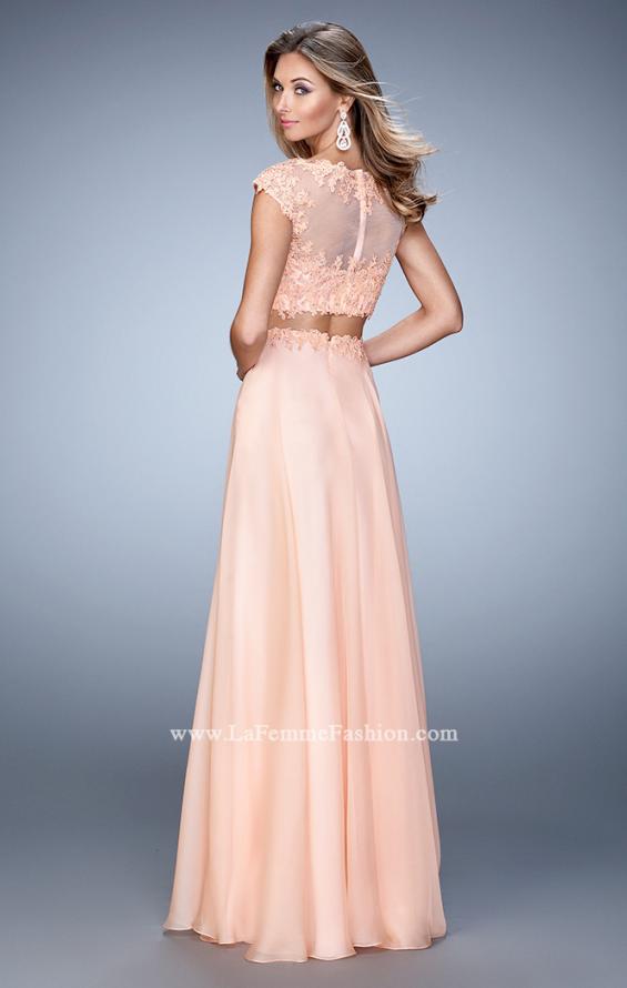 Picture of: Two Piece Chiffon Prom Dress with Lace Appliques in Orange, Style: 21862, Back Picture