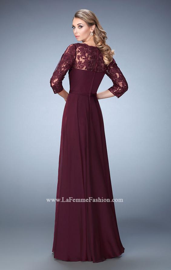 Picture of: Jewel and Lace Embroidered 3/4 Sleeve Evening Gown in Red, Style: 21915, Back Picture