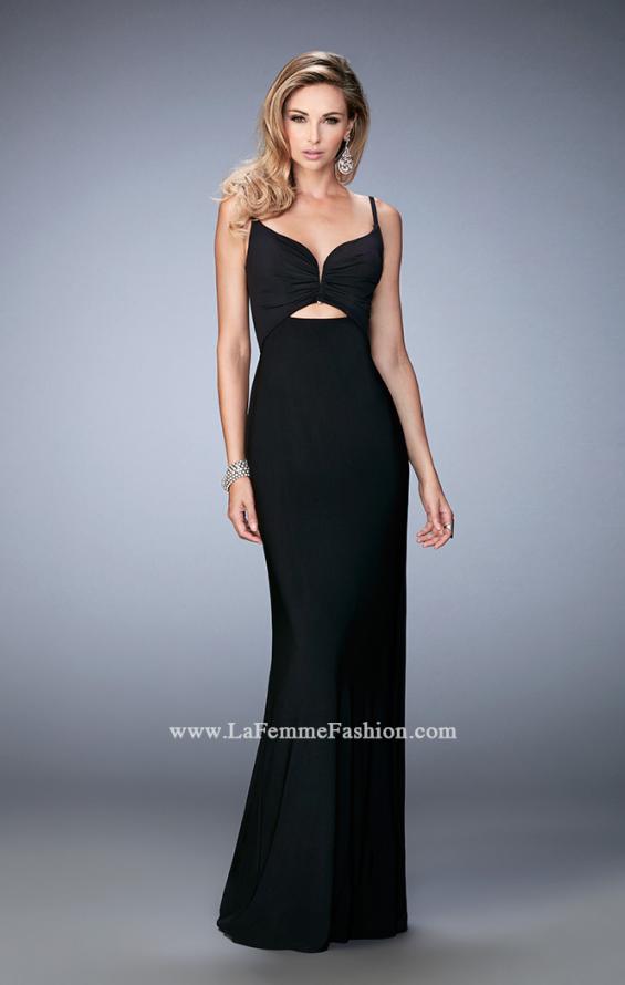Picture of: Jersey Prom Dress with Open Back and Cut Outs in Black, Style: 21922, Detail Picture 2