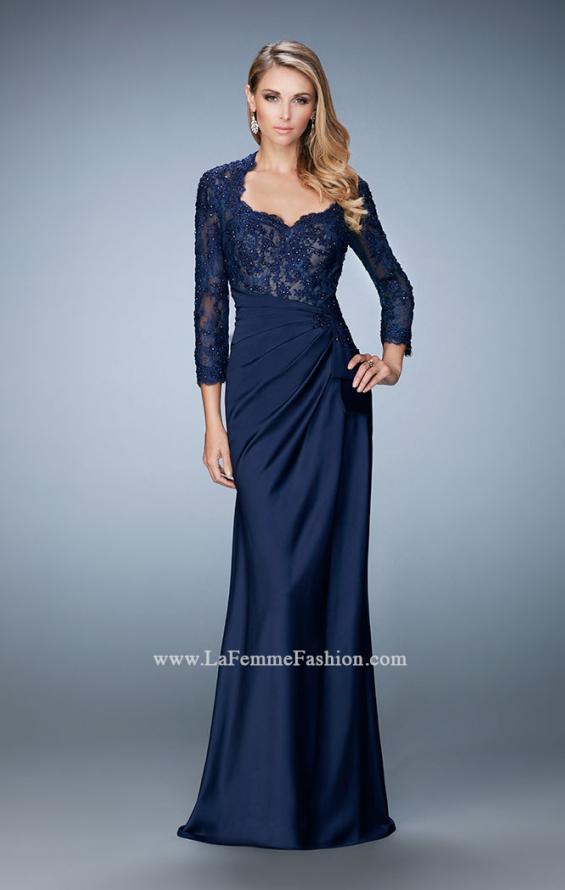 Picture of: Embroidered Lace and Jeweled Top Two Piece Prom Dress in Blue, Style: 21944, Main Picture