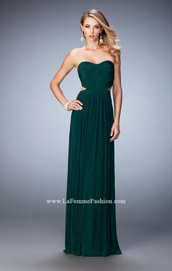 Picture of: Long Prom Dress with Cut Outs and a Slight Train in Green, Style: 21948, Detail Picture 2