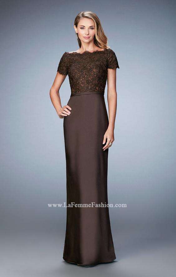 Picture of: Off the Shoulder Evening Gown with Jeweled Bodice in Brown, Style: 21962, Main Picture