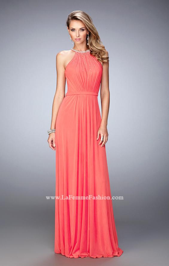 Picture of: Long Prom Dress with High Neck and Rhinestones in Orange, Style: 21974, Main Picture