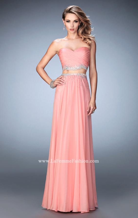 Picture of: Two Piece Chiffon Gown with Sweetheart Neck and Stones in Orange, Style: 22069, Main Picture