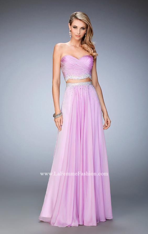 Picture of: Two Piece Chiffon Gown with Sweetheart Neck and Stones in Purple, Style: 22069, Detail Picture 2