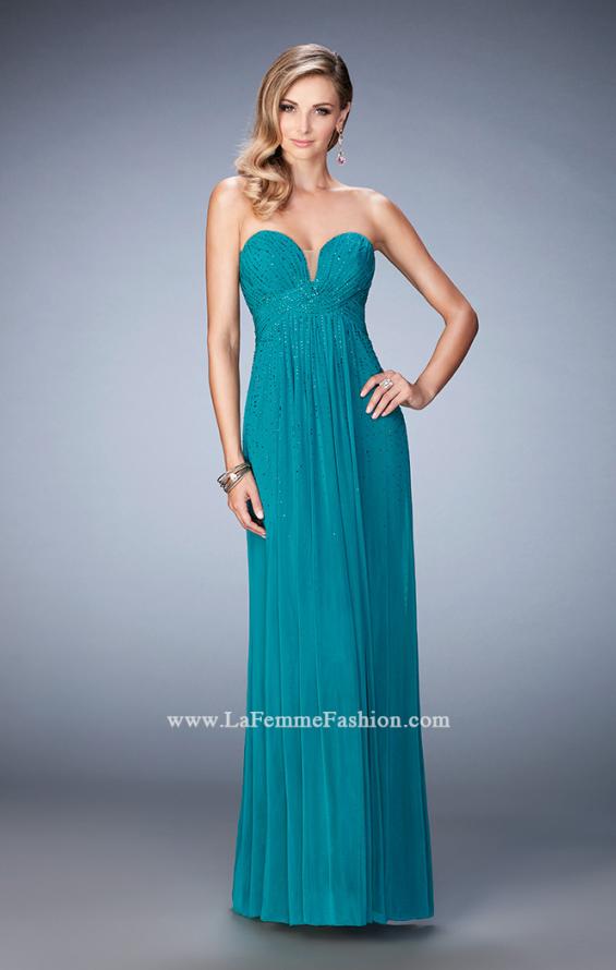 Picture of: Long Prom Dress with Rhinestones and Open Back in Green, Style: 22070, Main Picture