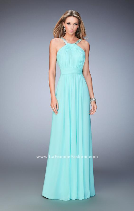 Picture of: Long Prom Dress with Gathered Bodice, Waist, and Skirt in Blue, Style: 22107, Main Picture