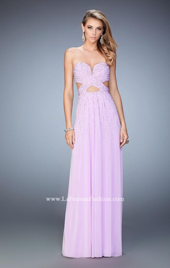 Picture of: Long Prom Dress with Embellishments and Cut Outs in Purple, Style: 22230, Main Picture