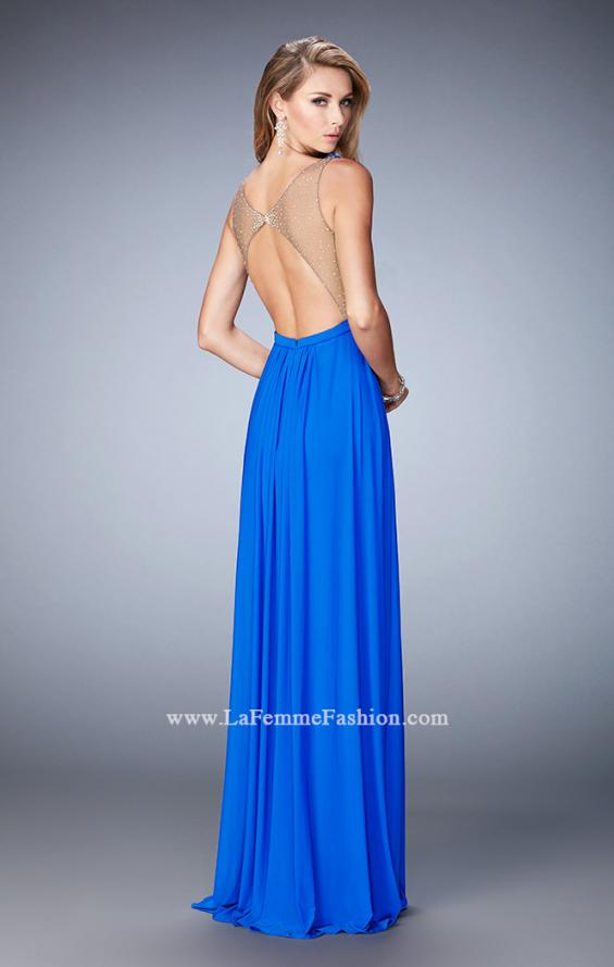 Picture of: Alluring Prom Dress with Plunging Neckline and Open Back in Blue, Style: 22238, Back Picture