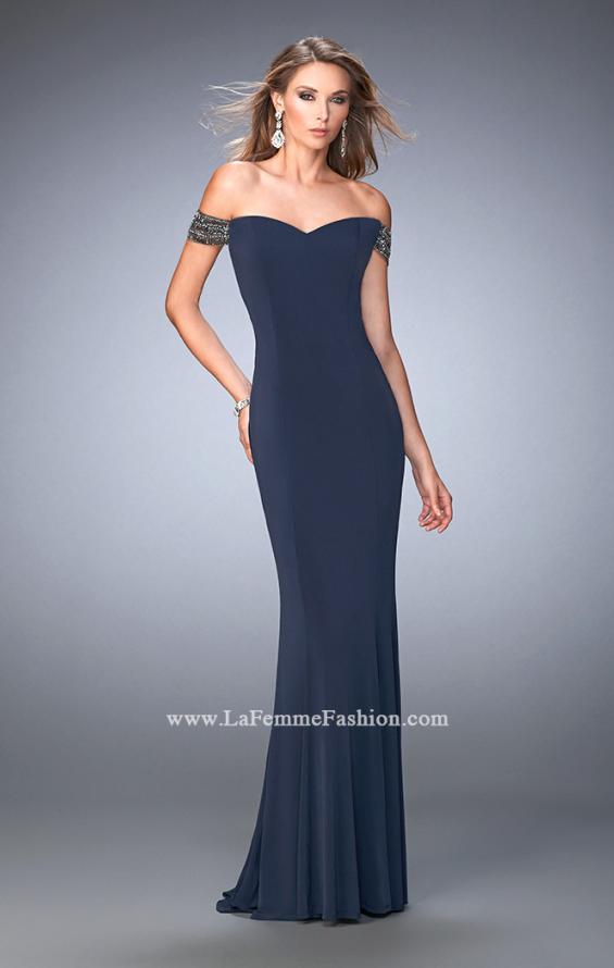 Picture of: Sweetheart Neckline Off the Shoulder Jersey Prom Dress in Blue, Style: 22295, Main Picture