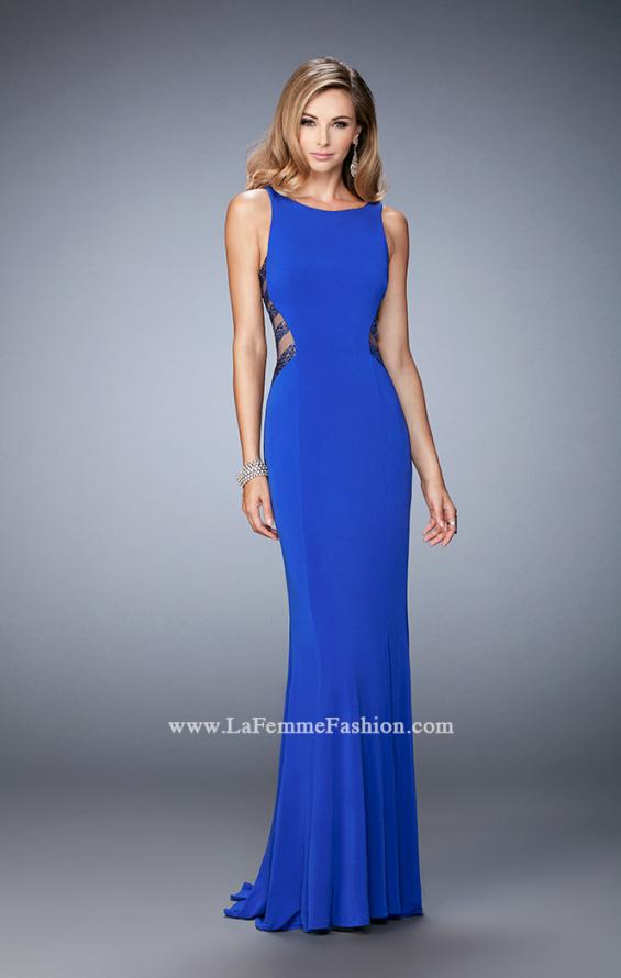 Picture of: Embellished Prom Gown with Sheer Sides in Blue, Style: 22299, Main Picture