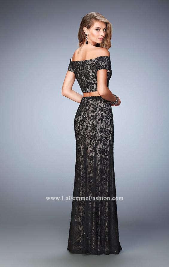 Picture of: Two Piece Off the Shoulder Lace Dress with Lace in Black, Style: 22317, Back Picture