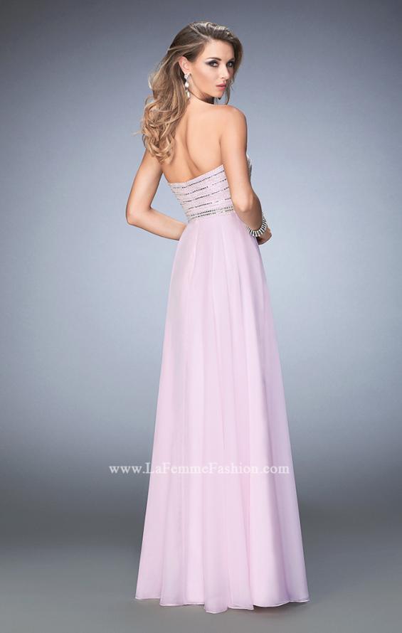 Picture of: Chiffon Prom Gown with Crystals, Pearls, and Rhinestones in Pink, Style: 22337, Back Picture